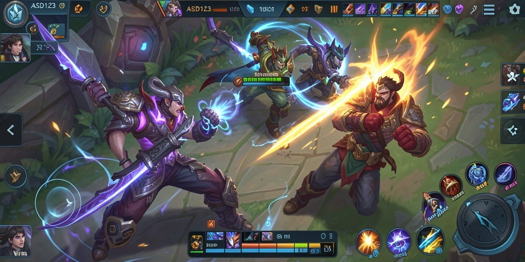 Tangkapan layar permainan MOBA yang mendebarkan dan seru.