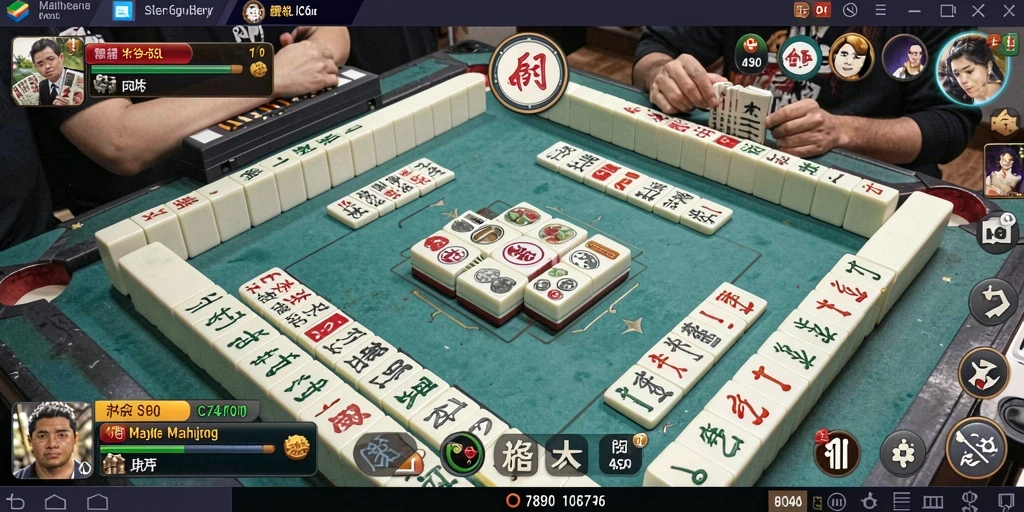 Gambar tampilan gameplay C7890 dengan batu Mahjong berwarna-warni.