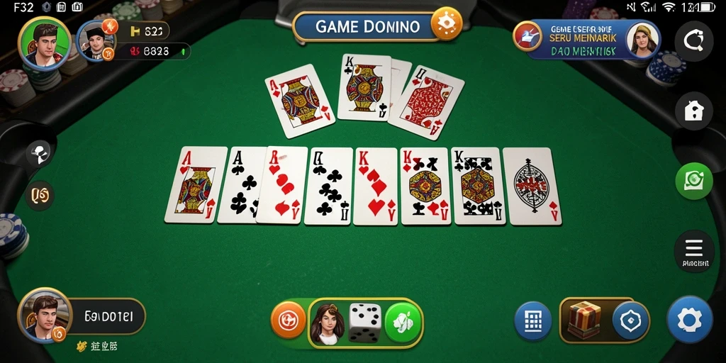 Tampilan gameplay seru dari F32 yang menunjukkan kompetisi domino.