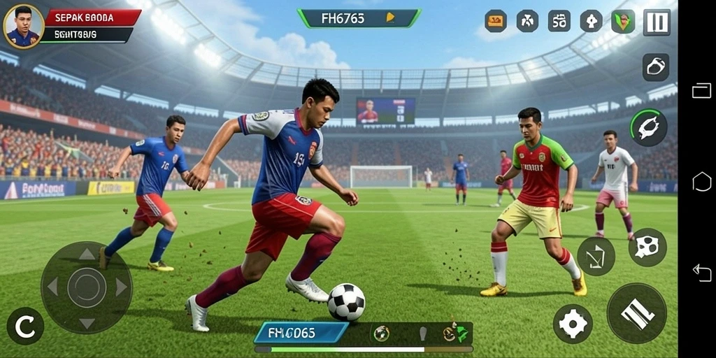 Gameplay FH6767 dengan aksi sepak bola yang mendebarkan.