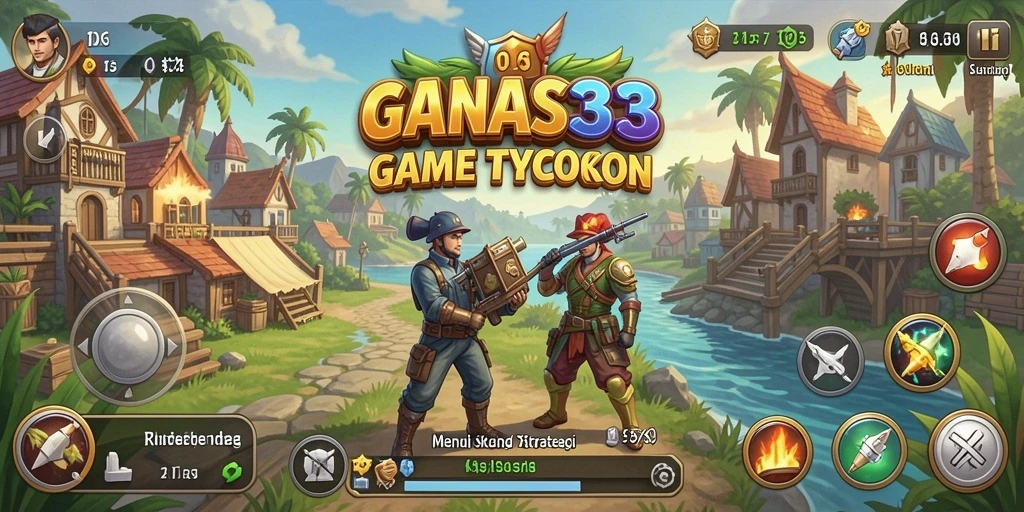 Gameplay seru dalam GANAS33 yang menampilkan pengelolaan bisnis.