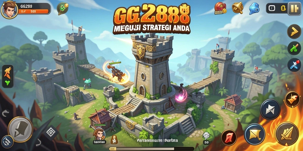 Tampilan gameplay GG288 yang intens dan menegangkan di Tower Defense.