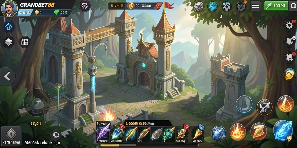 Gameplay seru di GRANDBET88 dengan menara strategis.