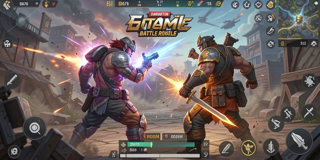 Tangkapan layar dari gameplay intens di ID678 Battle Royale.