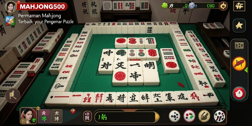 Tampilan gameplay MAHJONG500 yang menakjubkan dan menantang.