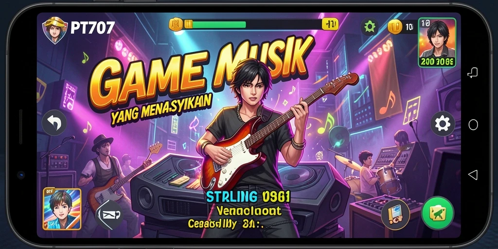 Tampilan gameplay PT707 dengan irama musik yang seru.