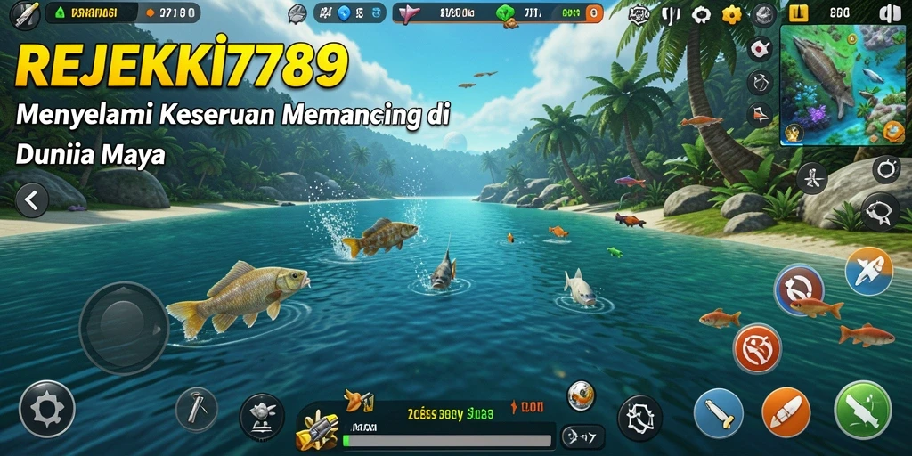 Tampilan gameplay yang menarik saat memancing di lautan.
