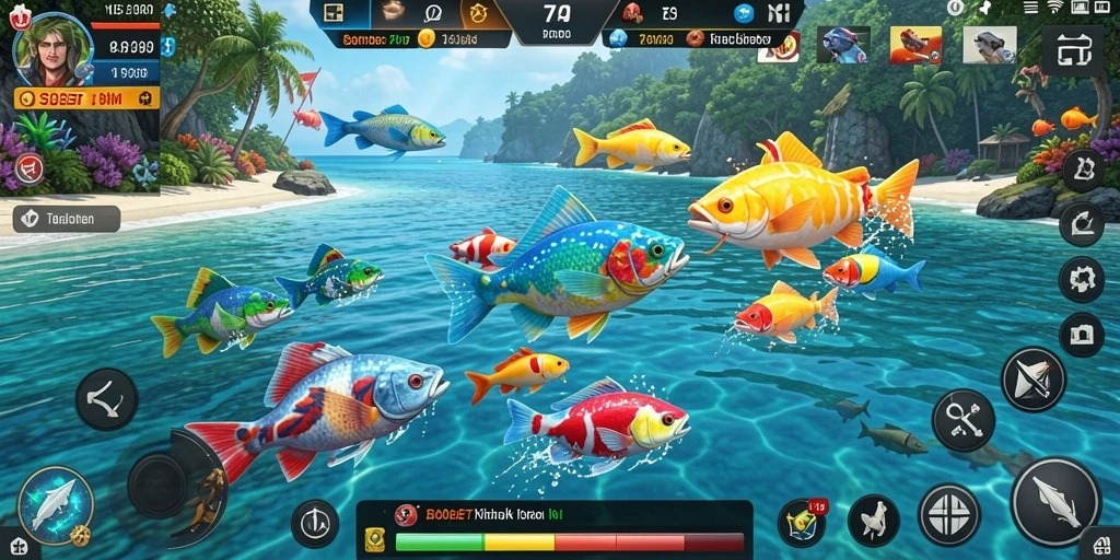 Tampilan screenshot SBOBET menampilkan aksi seru menangkap ikan.