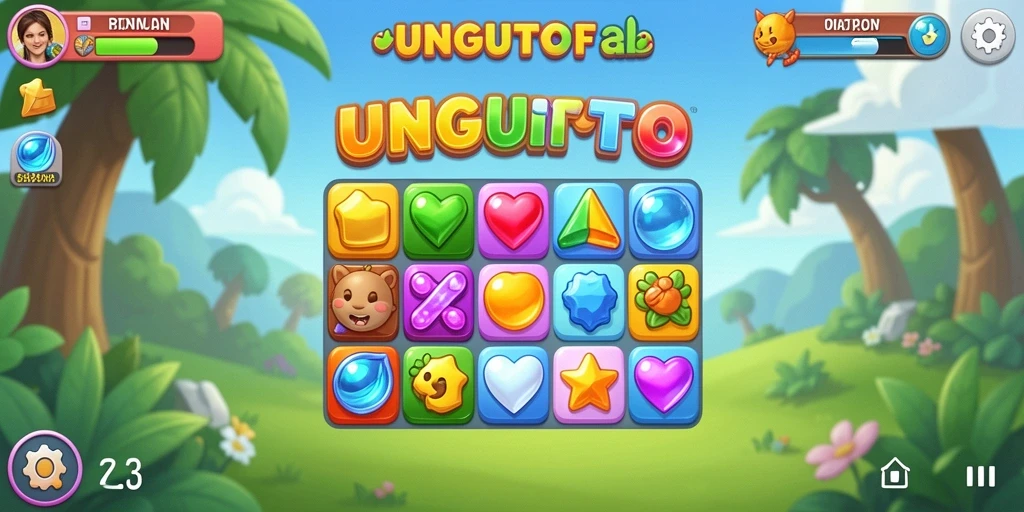 Tangkapan layar gameplay seru dari UNGUTOTO saat mencocokkan buah.