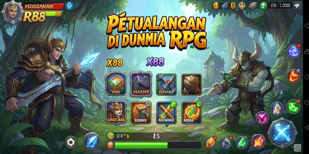Tampilan gameplay X88 yang menegangkan dalam dunia RPG.